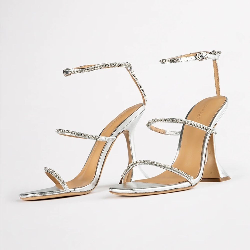 Tony Bianco Shy Sandal in Silver Metallic Size 5.5